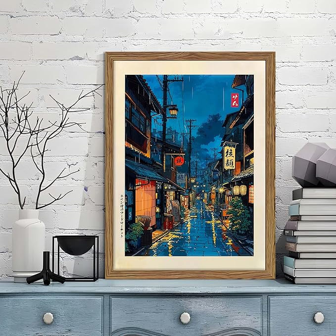 Framed Japanese Wall Art, Asian Tokyo Tea House Canvas Wall Decor Painting - Image 2