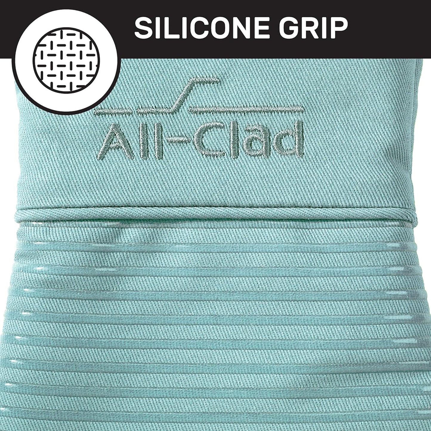 All-Clad Silicone Oven Mitts: Heat Resistant up to 500 Degrees - 100% Cotton & Silicone, 14"x7" Oven Mitt for Kitchen and Barbeque, 2-Pack, Rainfall