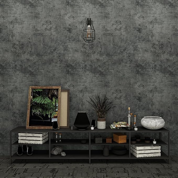 3yecao 48"×197" Extra Wide Thick Dark Blue Grey Concrete Wallpaper Peel and - Image 8