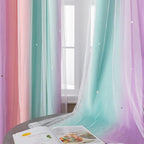 XiDi Curtains for Bedroom Decor, Kids Room Curtains for Girls Rainbow Colour - Image 2
