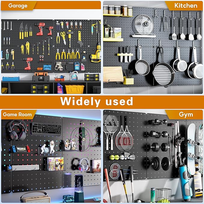 Peg Board, 8 Pack Black Peg Board Panels, 60lbs Load Capacity Each, Pegboard - Image 7