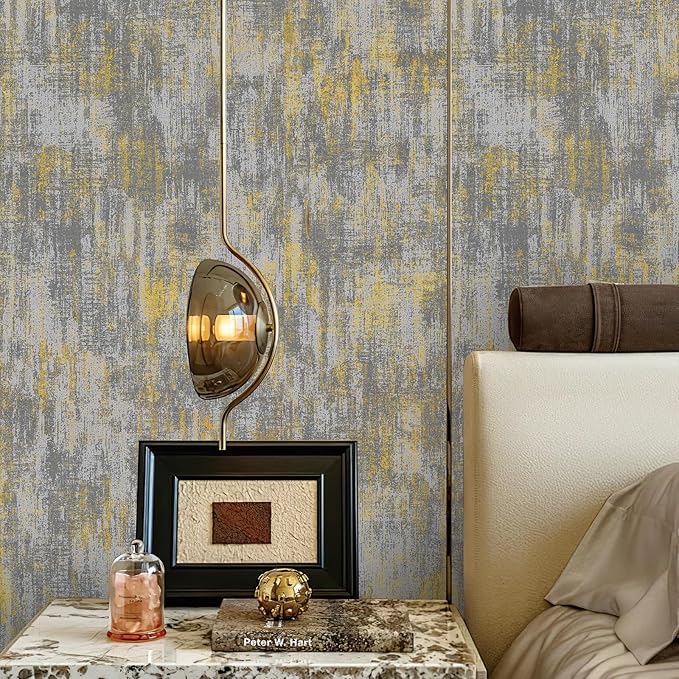 JiffDiff Vintage Metallic Peel and Stick Wallpaper Industrial Metallic Concrete - Image 6