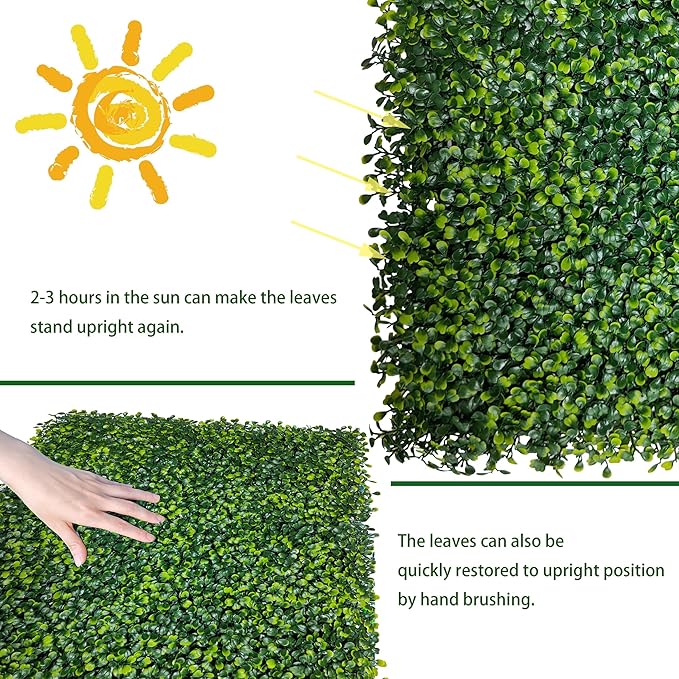 ODTORY Artificial Boxwood Roll: 40x120 in UV-Anti Faux Ivy Boxwood Hedge Leaf - Image 7