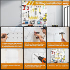 Peg Board, Total 32” x 32”, 4 Pack White Peg Board Panels, 50lbs Load Capacity - Image 3