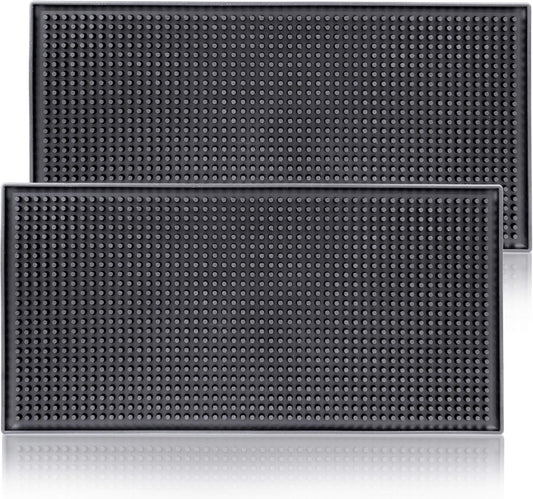 Rubber Bar Mats for Countertop by ProTensils - 12" x 6" Black Bar Mats for Bartending, Bar Service Mat, Home Bar, Coffee Bar Mat Spill Matt (2 Pieces)