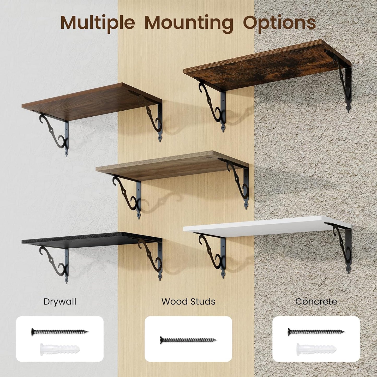 RICHFOCUS 12 Inch Deep Floating Shelves for Wall, 24" W x 12" D Wood Wall Shelves Set of 2, Wide Floating Shelves for Living Room, Bedroom, Kitchen, Bathroom and Decor Storage, Grey