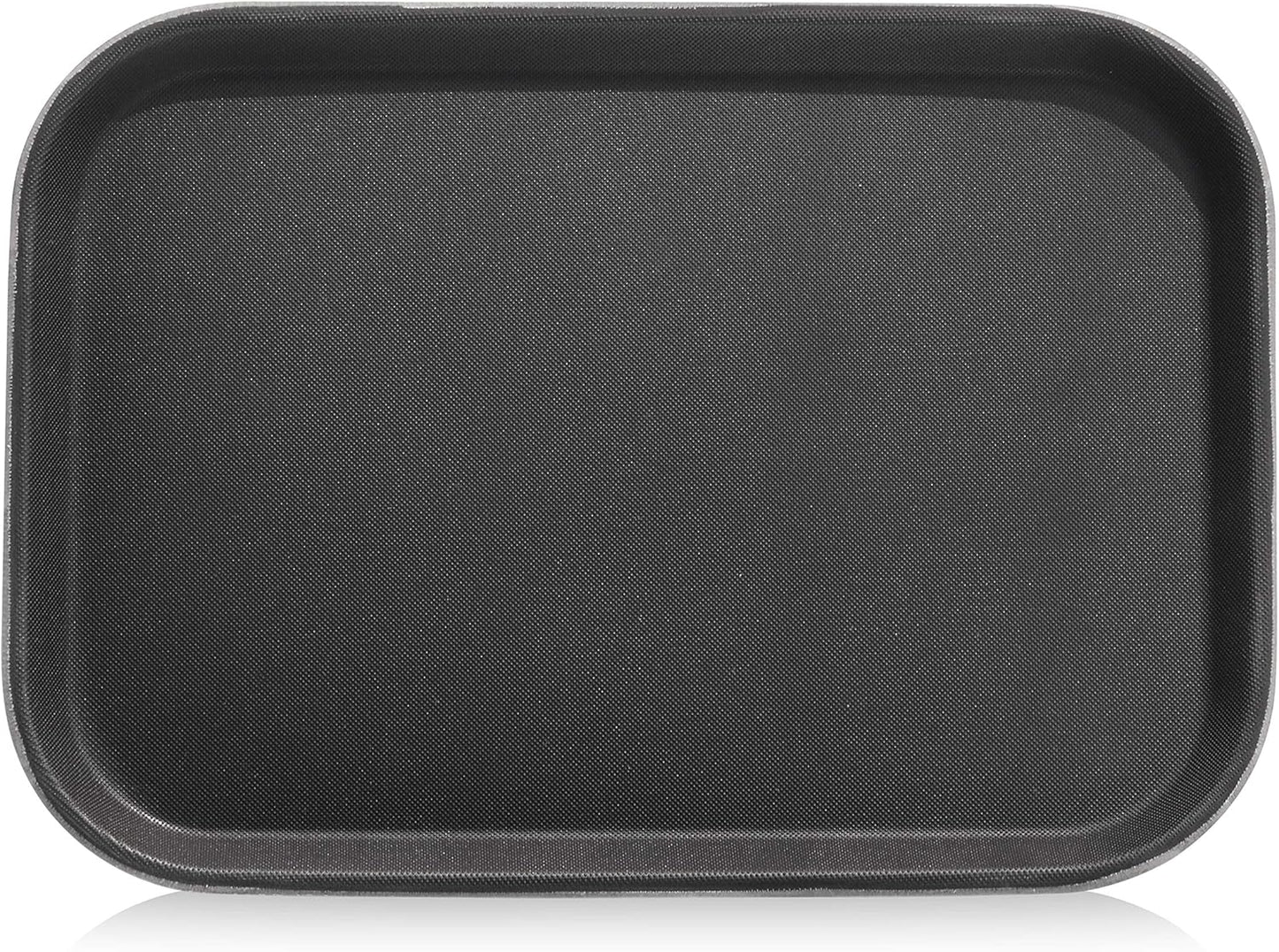 New Star Foodservice 24852 Restaurant Grade Non-Slip Tray, Plastic, Rubber Lined, Rectangular, 10-Inch x 14-Inch, Black
