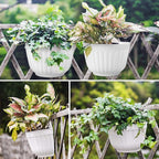 2 Pack White Plastic Wall Hanging Planters - Image 5