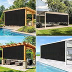 7'W x 6'H Black Patio Shades Roll up Outdoor Roller Shade Crank Wand Blind - Image 5