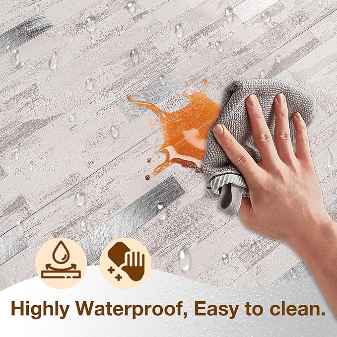 Peel and Stick Backsplash Tile Waterproof Removable PVC Wall Sticker 3D Faux - Image 4