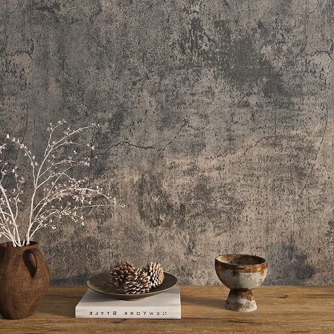 Livelynine 15.8x197 Concrete Limewash Peel and Stick Dorm Wallpaper Removable by Livelynine