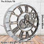 The B-Style Large Wall Clock 24 inch Moving Gear Wall Clock Oversized Vintage - Image 3