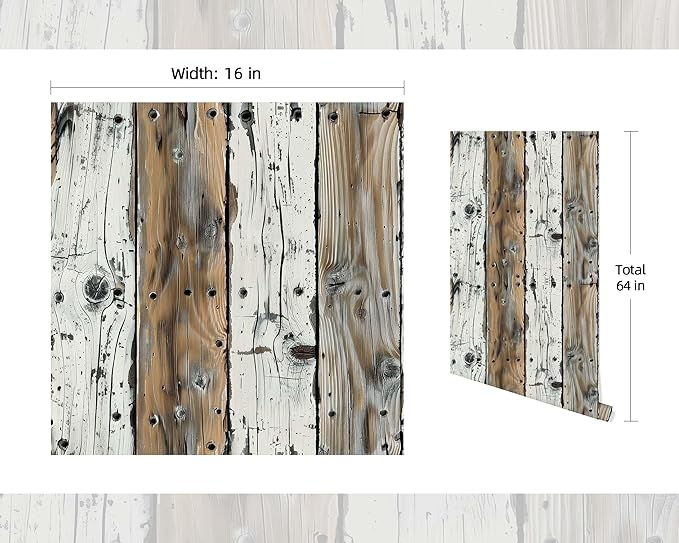 FLFK Rustic Wood Wallpaper Peel and Stick Wood Grain Shiplap Design Wall Paper - Image 2