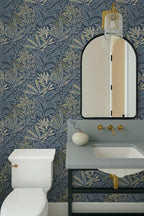 Safiyya Blue Vintage Floral Wallpaper Peel and Stick Contact Paper 17.3" x - Image 7