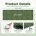 Artificial Boxwood Backdrop Roll: 40"x120" UV-Anti Greenery Faux Grass Hedge - Image 2