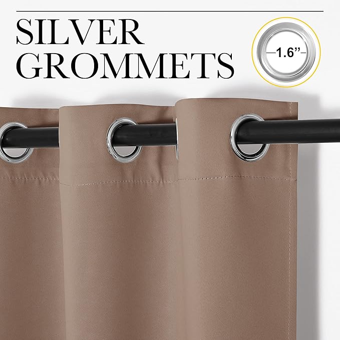 NICETOWN Cappuccino Small Window Kitchen Blackout Curtains, Thermal Insulated - Image 3
