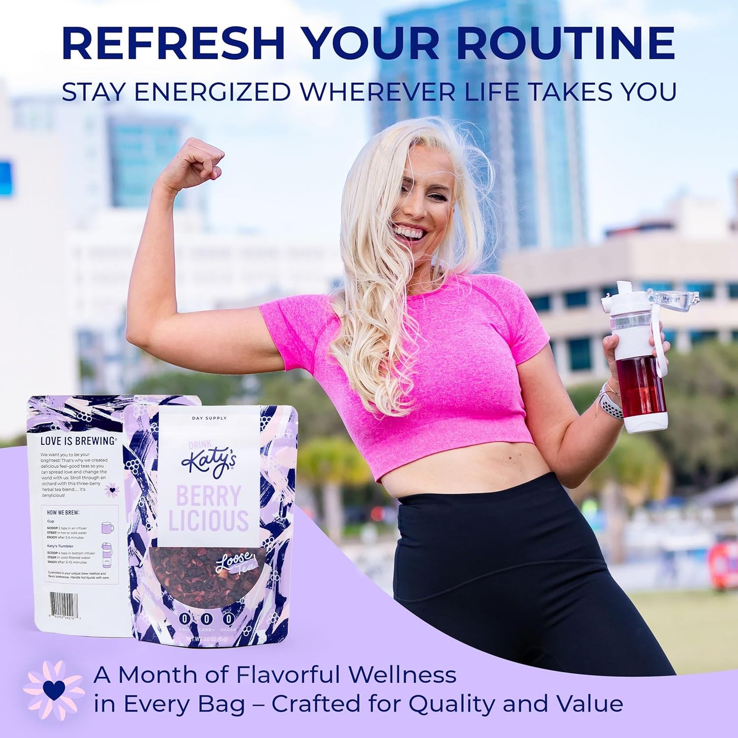 Katy’s® Berrylicious Loose Leaf Tea | Hibiscus, Blueberry & Cranberry | Fruity Herbal Tea | Caffeine-Free Fruit Tea | Cold Brew or Hot | 30+ Cups | Antioxidant-Rich | Woman-Owned | 3oz Pouch