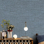 Blue Gray Grasscloth Peel and Stick Wallpaper 17.3"x160" Faux Linen Textured - Image 3