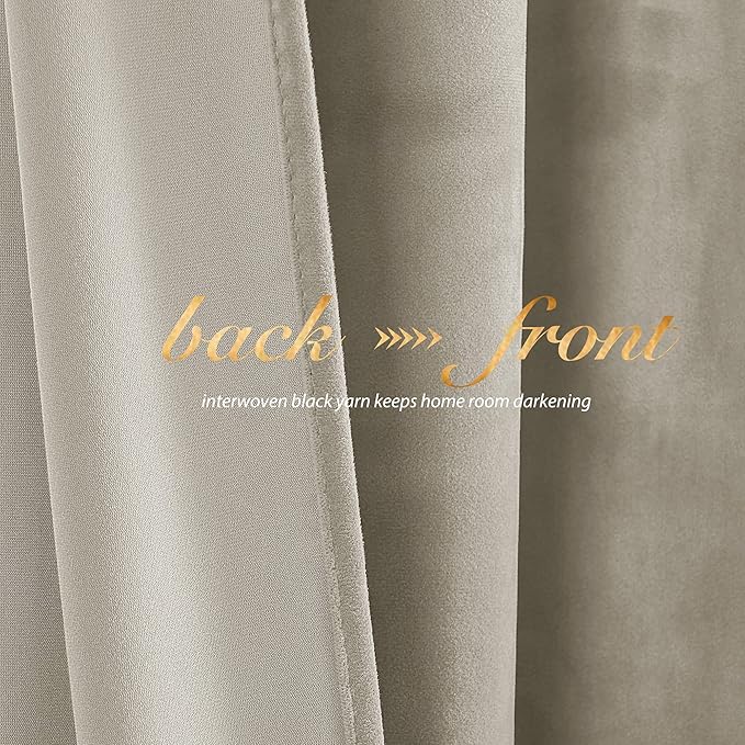 NICETOWN Camel Velvet Curtains 72 Inch Long 52 Wide, Room Darkening Temp - Image 3
