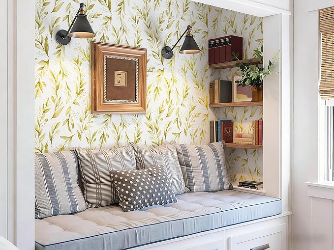 Livebor Leaf Peel and Stick Wallpaper Olive Leaf Contact Paper 17.7in x 393.7in - Image 3