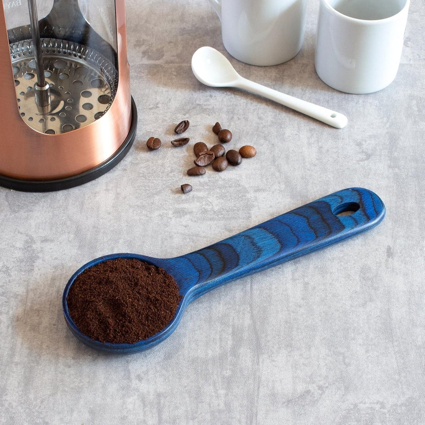 Baltique Malta Collection Wooden Coffee Scoop – Colorful Birch Wood Reusable Scoop for Ground Coffee, Protein Powder & More