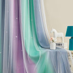XiDi Curtains for Bedroom Decor, Rainbow Purplgreen grey34/96 - Image 4