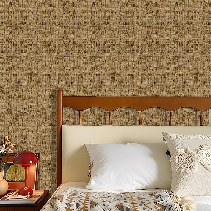 Grasscloth Peel and Stick Wallpaper 15.75x196.85inch Vintage Brown Removable - Image 6