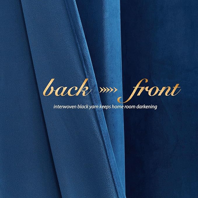 NICETOWN Royal Blue 96 inch Velvet Curtains - Image 5
