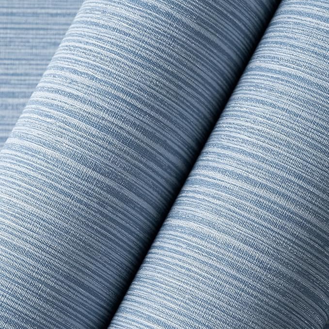 Grasscloth Textured Wallpaper Blue Peel and Stick 24inX393in Fabric Wall Paper - Image 5