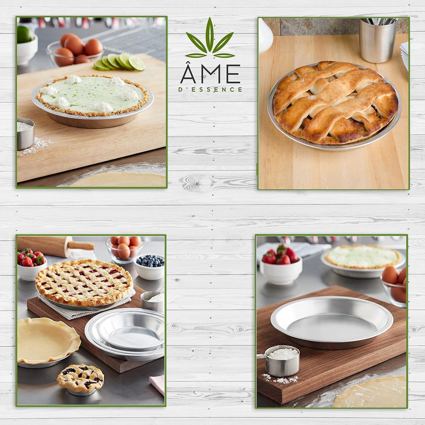 AME D'ESSENCE (1PC-11) Aluminum Pie Pan Commercial Grade Round Pie Plate Size 11" x 1mm Thick
