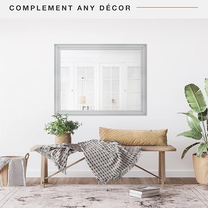 MCS Ezra 34.66x44.66 Large Wall Mirror, Vertical & Horizontal Wall Hanging - Image 2