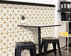 FLFK Wallpaper Border Gold and White Patterns Peel and Stick Wall Border Self - Image 4