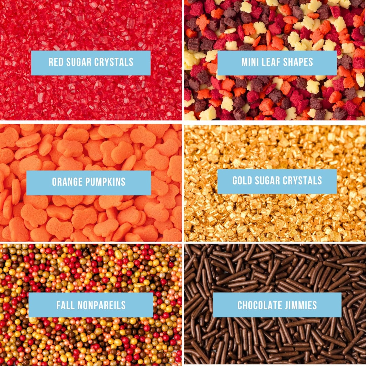 Sweets Indeed Sprinklefetti Fall 6-Cell Sprinkle Jar – 6 Assorted Fall Sprinkles (Pumpkins, Leaves, Sugar Crystals, Nonpareils, Jimmies) | Cupcake & Cake Decorations | 6.45 oz