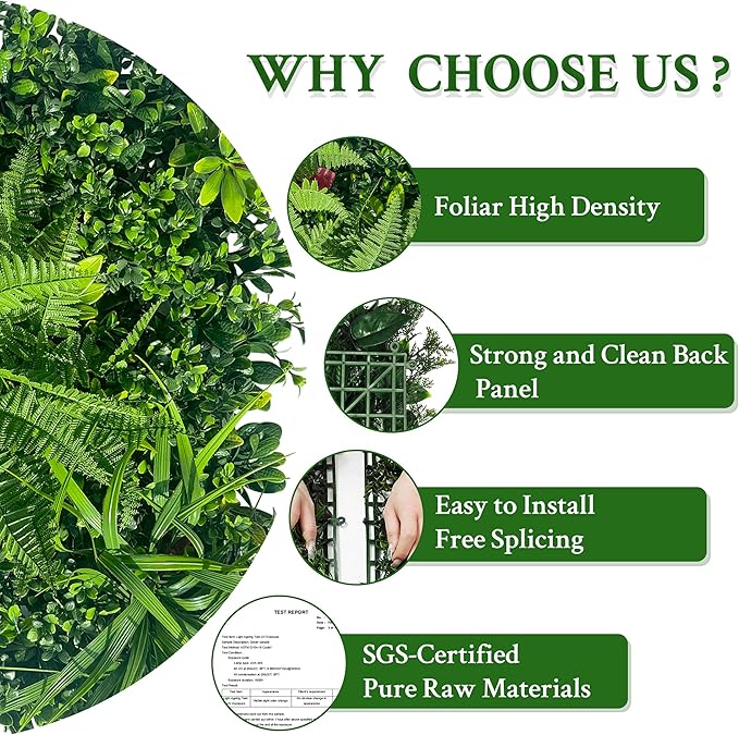 ODTORY Artificial Grass Wall Backdrop Panels: 40×40 in UV-Anti Greenery Boxwood - Image 4