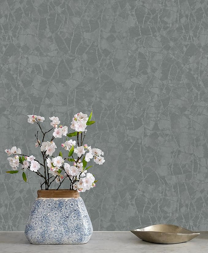 Yasinet Peel and Stick Wallpaper Removable Wallpaper Modern Grey-Green Embossed - Image 6