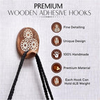 Indian Shelf 6 Lb- 3 Pieces Decorative Wood Adhesive Wall Hooks–Boho Peel and - Image 4