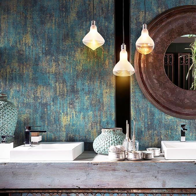 JiffDiff Vintage Metallic Peel and Stick Wallpaper Industrial Metallic Concrete - Image 3