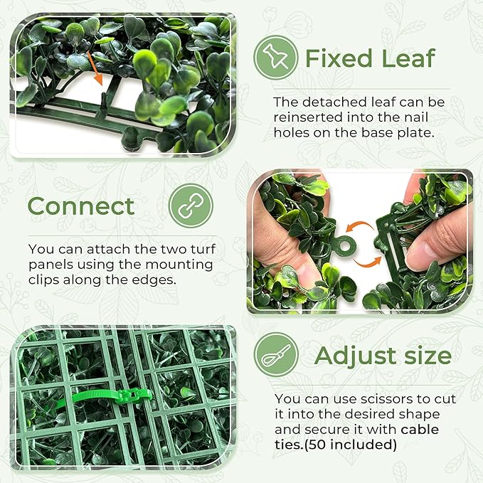 Artificial Boxwood Backdrop Roll: 60"x120" UV-Anti Greenery Faux Grass Hedge - Image 3