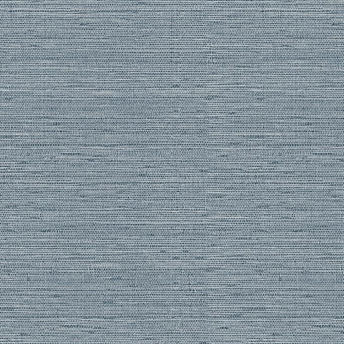 Simon&Siff Grey Blue Textured Grasscloth Peel and Stick Wallpaper 17.7"x394" - Image 2