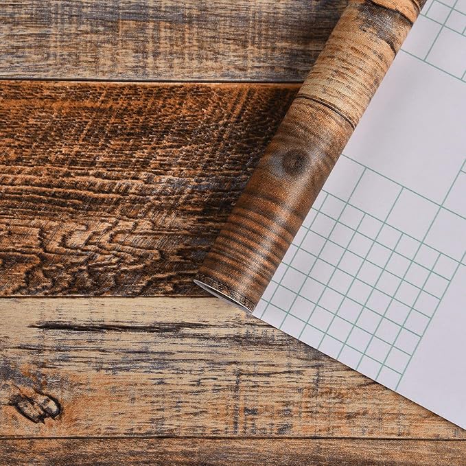 WENMER 17.71" x 197" Brown Wood Wallpaper Peel and Stick Wallpaper Wood Stick - Image 6