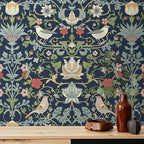 FunStick Navy Blue Floral Wallpaper Peel and Stick Vintage William Morris Green - Image 8