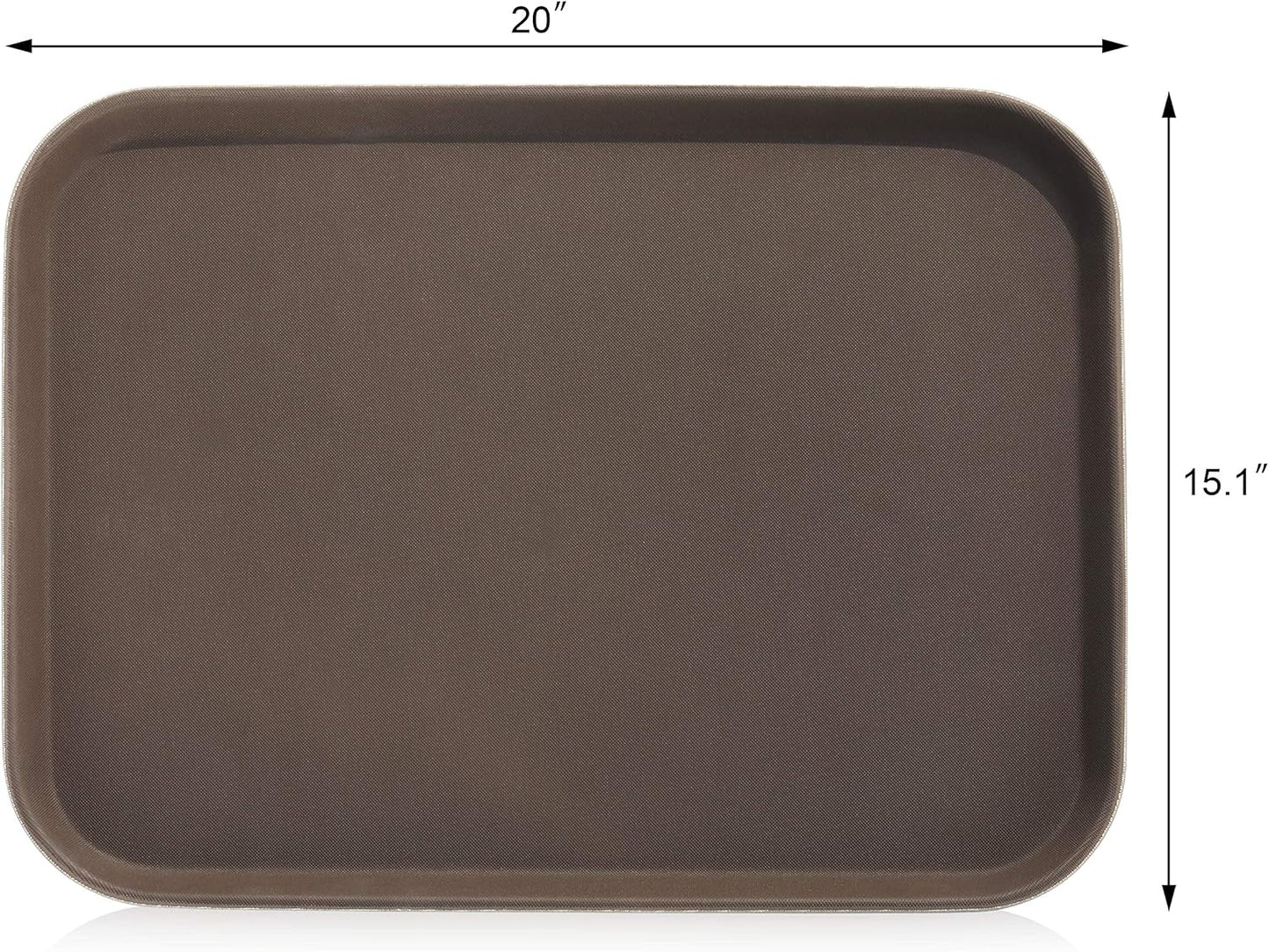 New Star Foodservice Restaurant Grade Non-Slip Tray, Plastic, Rubber Lined, Rectangular (Brown, 15-Inch x 20-Inch)