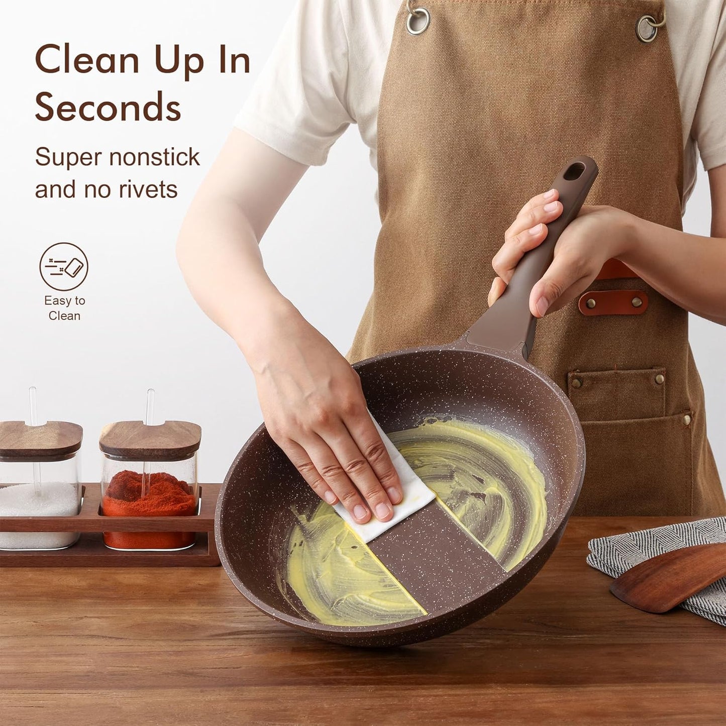 SENSARTE Nonstick Frying Pan Skillet, Granite Coating Omelette Pan, Healthy Stone Cookware Chef's Pan PFOA Free, Toffee Brown (11 Inch)