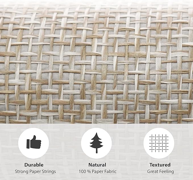 Ansehan Wallcovering W010103 Cosmo Collection 36" W x 8 Yard L, Natural Paper - Image 6