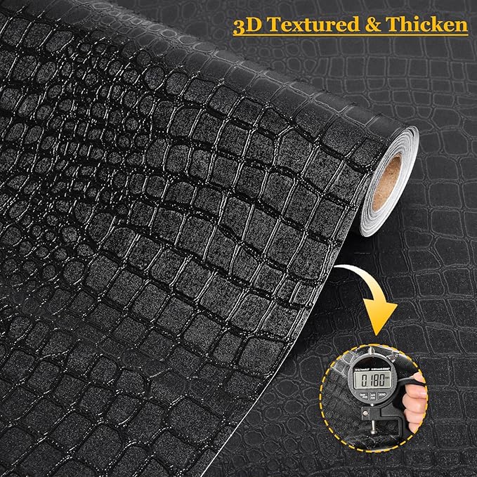 Fititem Black Peel and Stick Wallpaper 787inL 17.3inW Black Contact Paper - Image 4