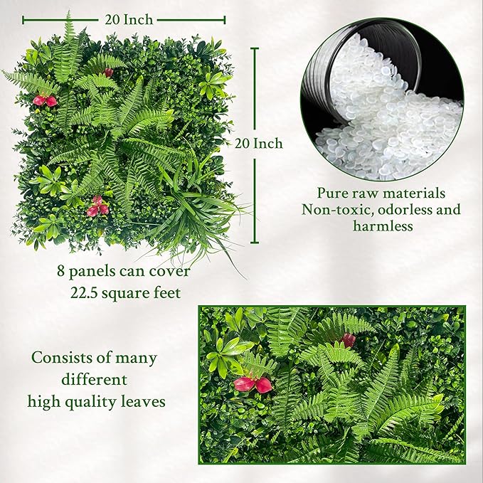 ODTORY Artificial Grass Wall Backdrop Panels: 20X20 in 8P UV-Anti Greenery - Image 2