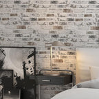 Brick Wallpaper Peel and Stick Wallpaper 17.3"x787" Grey and White 3D Brick - Image 7