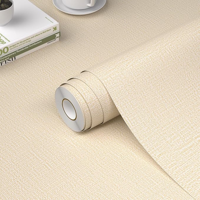 WADILE Grasscloth Peel and Stick Wallpaper 15.7in x 787.4in, Textured Contact by WADILE