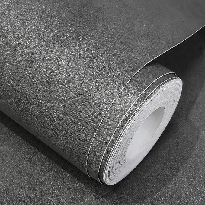 WADILE Black Gray Concrete Wallpaper 15.7 in * 354 in, Cement Contact Paper 3D by WADILE