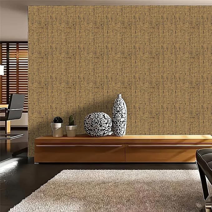 15.75"x393.7" Brown Wallpaper Peel and Stick Removable Grasscloth Textured Wall - Image 5